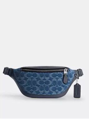 Coach Denim Signature Monogram Belt Bag in Blue